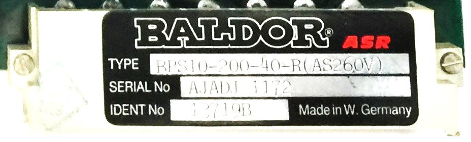 Baldor ASR BPS10 Servo Drive BPS10-200-40-R (AS260V) USED
