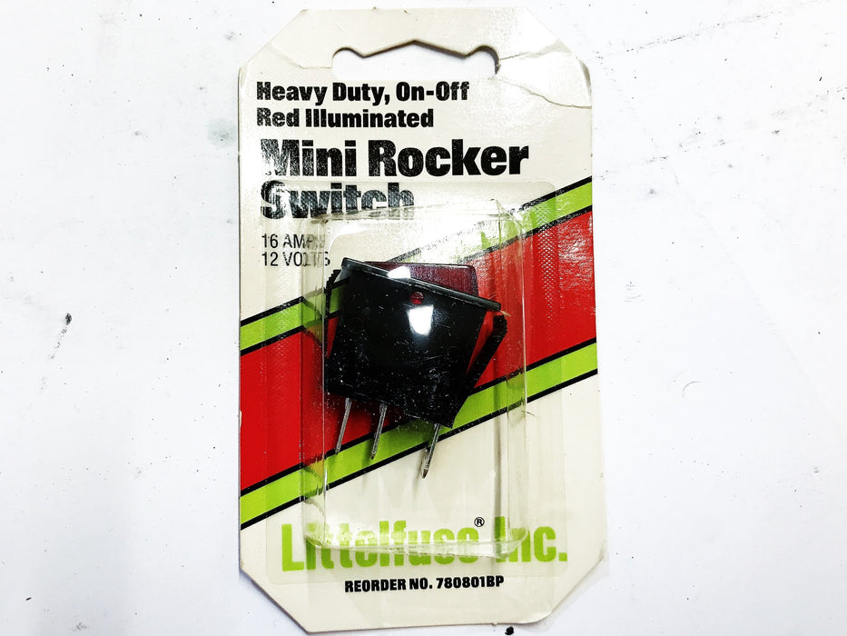 Little Fuse ON-OFF Illuminated Red Mini Rocker Switch 780801BP [Lot of 19] NOS