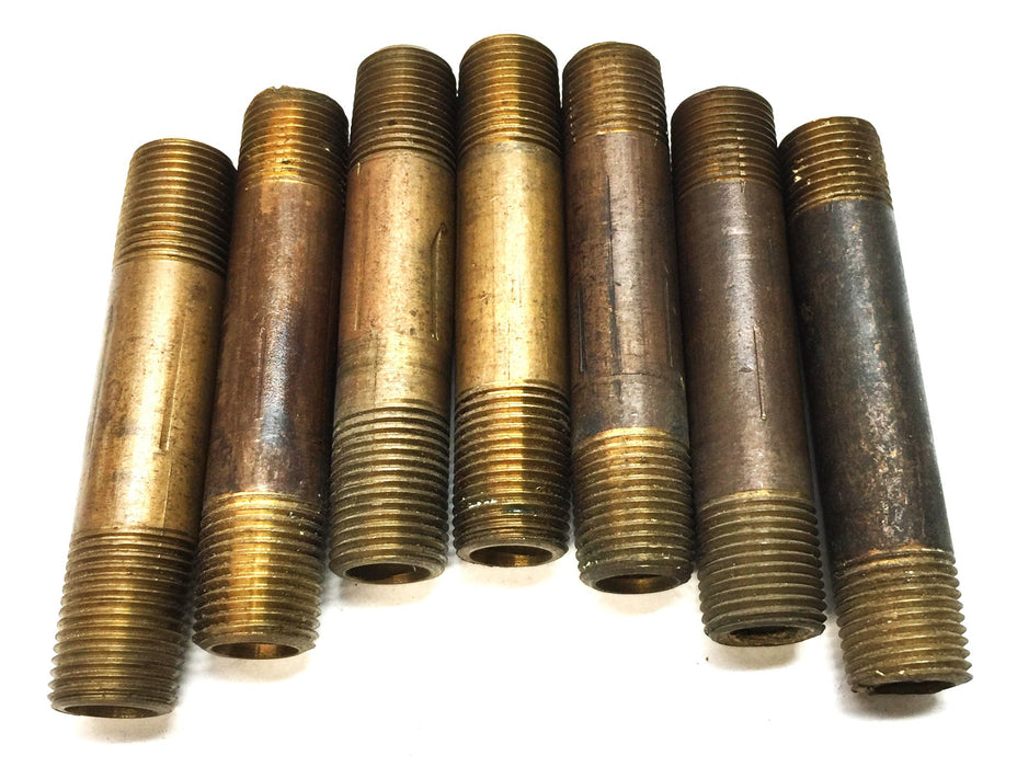 UNBRANDED 1/8" MNPT x 2” Long Red Brass Pipe Nipple [Lot of 7] NOS