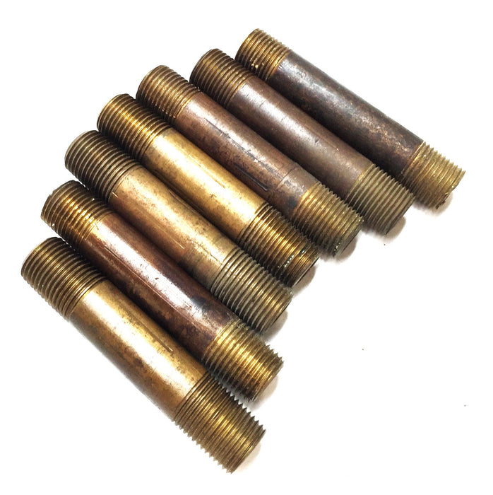 UNBRANDED 1/8" MNPT x 2” Long Red Brass Pipe Nipple [Lot of 7] NOS