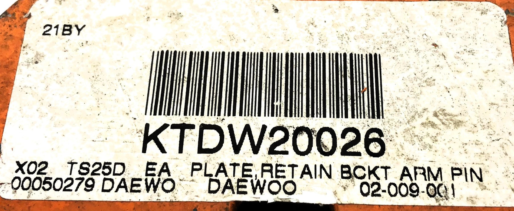 Daawoo Plate Retain Bracket Arm Pin KTDW20026 NOS