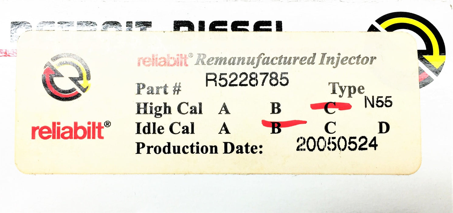 DETROIT DIESEL Fuel Injector (High Cal-C/Idle Cal-B) R5228785 REMANUFACTURED