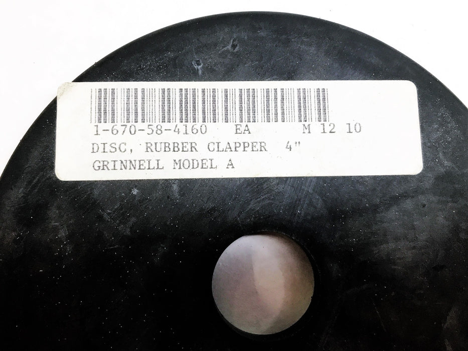 Grinnell 4" Rubber Clapper Disc for Model A 323511 NOS
