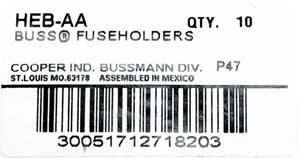Bussman Fuseholders HEB-AA [Lot of 3] NOS
