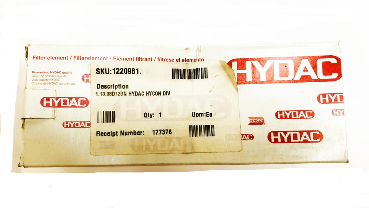 Hydac Fiberglass Hydraulic Pressure Filter Element 1.13.08D12BN NOS