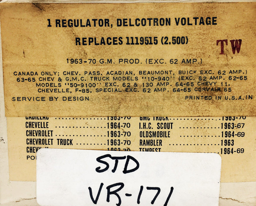 Delcotron Voltage Alternator Regulator For Delco Remy GM VR-171 NOS