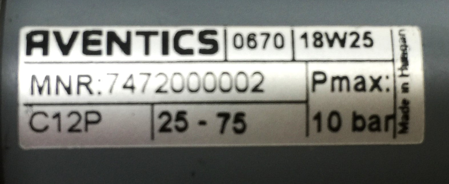 Aventics Pneumatic Cylinder 7472000002 NOS