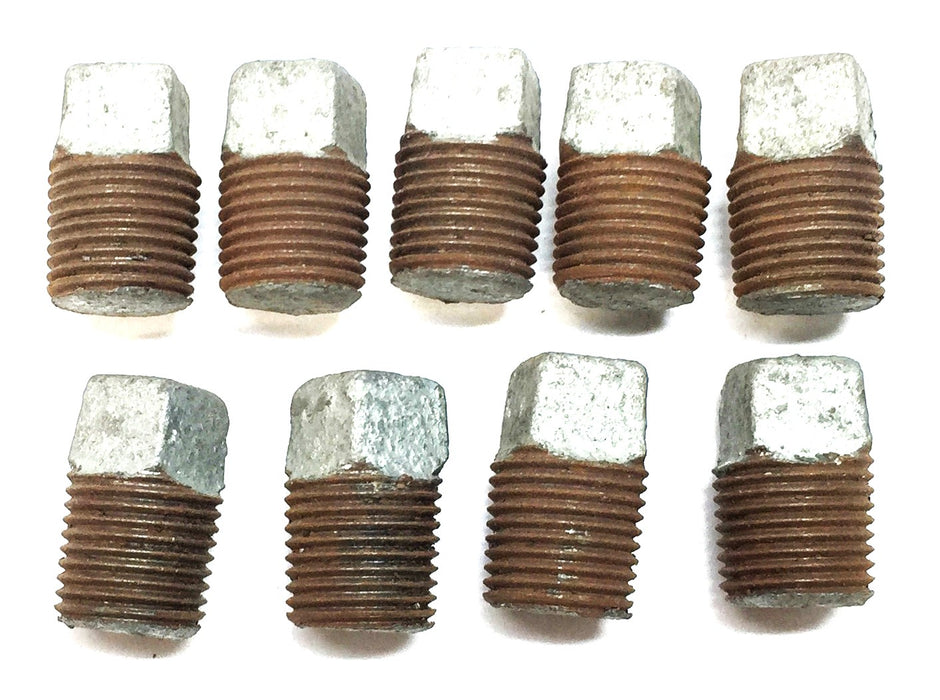 UNBRANDED 1/8" MPT Galvanized Steel Square Head Plug [Lot of 9] NOS
