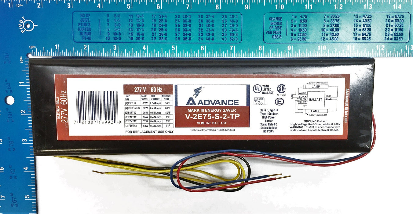 Advance Slimline Ballast V2E75STP (5X420) NOS
