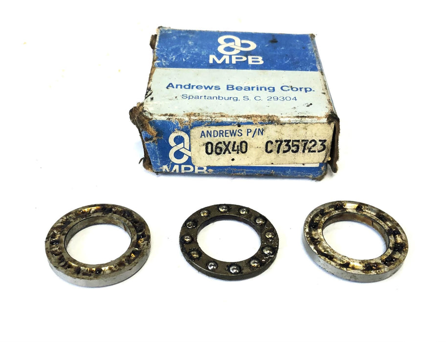 Andrew's Bearing Co MPB Thrust Ball Bearing 06X40 (C735723) NOS