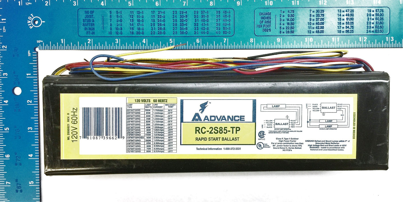 Advance Rapid Start Ballast RC2S85TP (6V858) NOS