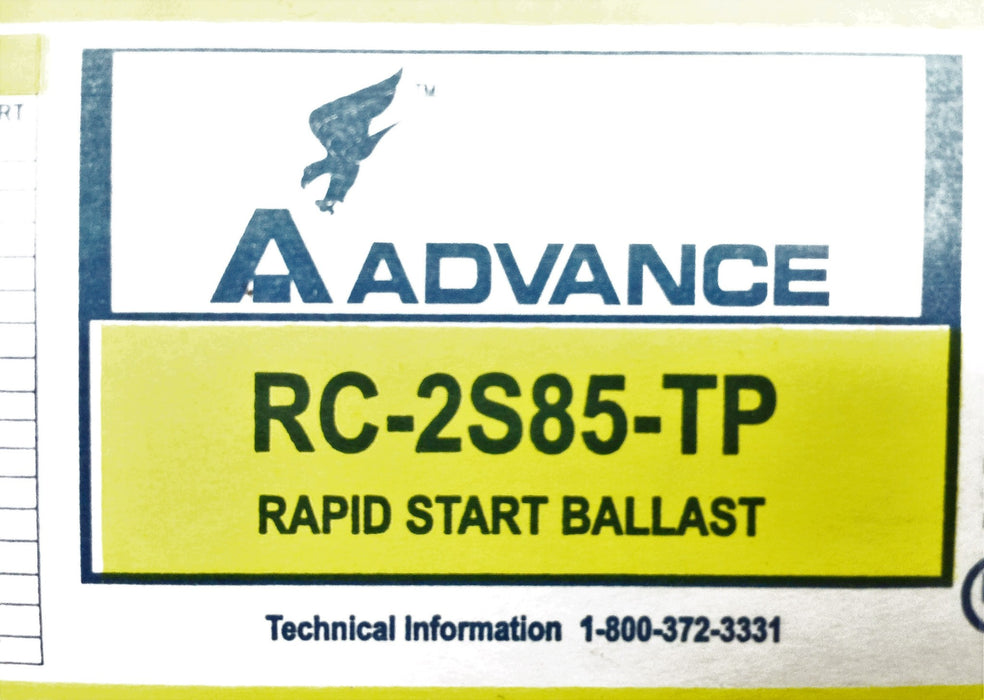 Advance Rapid Start Ballast RC2S85TP (6V858) NOS