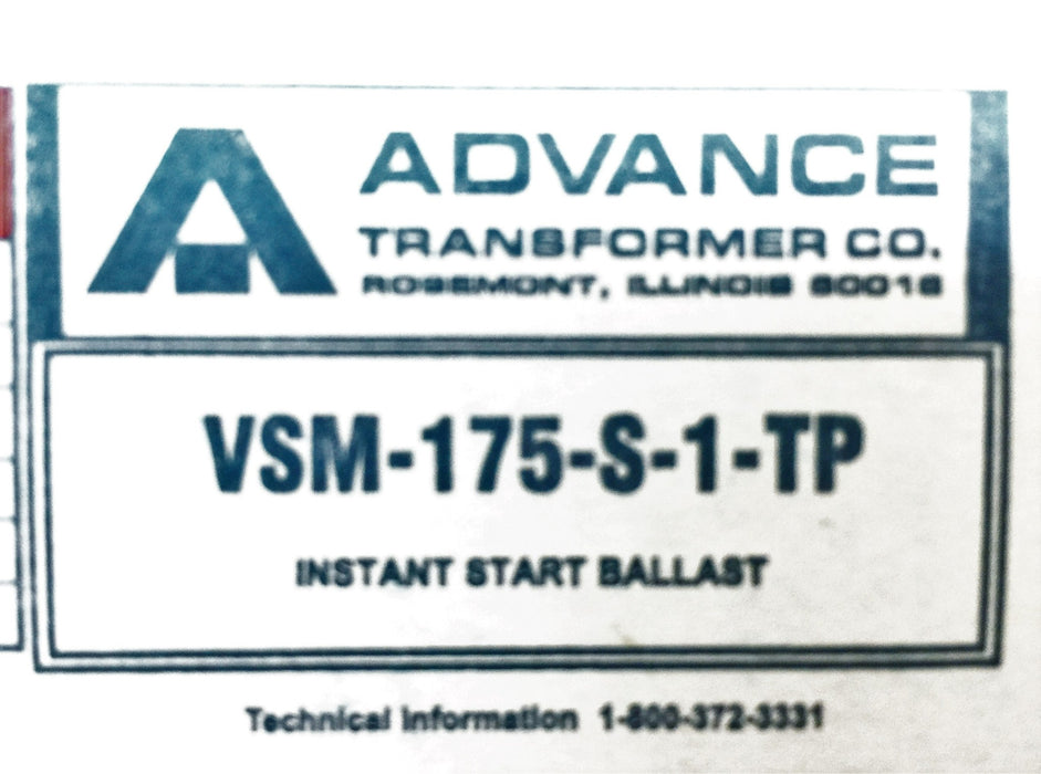 Advance Instant Start Ballast VSM175STP (6V942) NOS