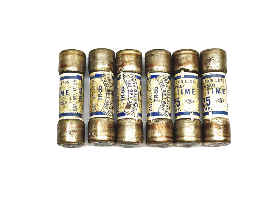 Shawmut One-Time 250 Volt Fuse 25 Amp [Lot of 6] NOS