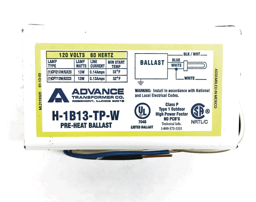 Advance Pre-Heat Ballast H1B13TPW (6V986) NOS