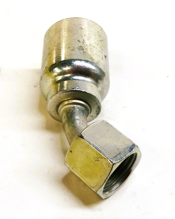 Unbranded 3/8" 45-Degree Hydraulic Hose Fitting J743-6-6 [Lot of 3] NOS