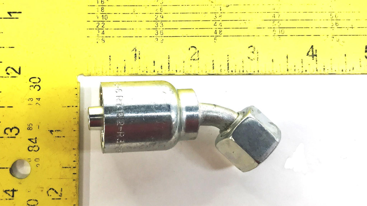 Unbranded 3/8" 45-Degree Hydraulic Hose Fitting J743-6-6 [Lot of 3] NOS
