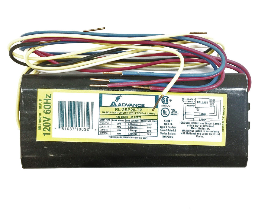 Advance Rapid Start Circuit with Preheat Lamps RL2SP20TP NOS