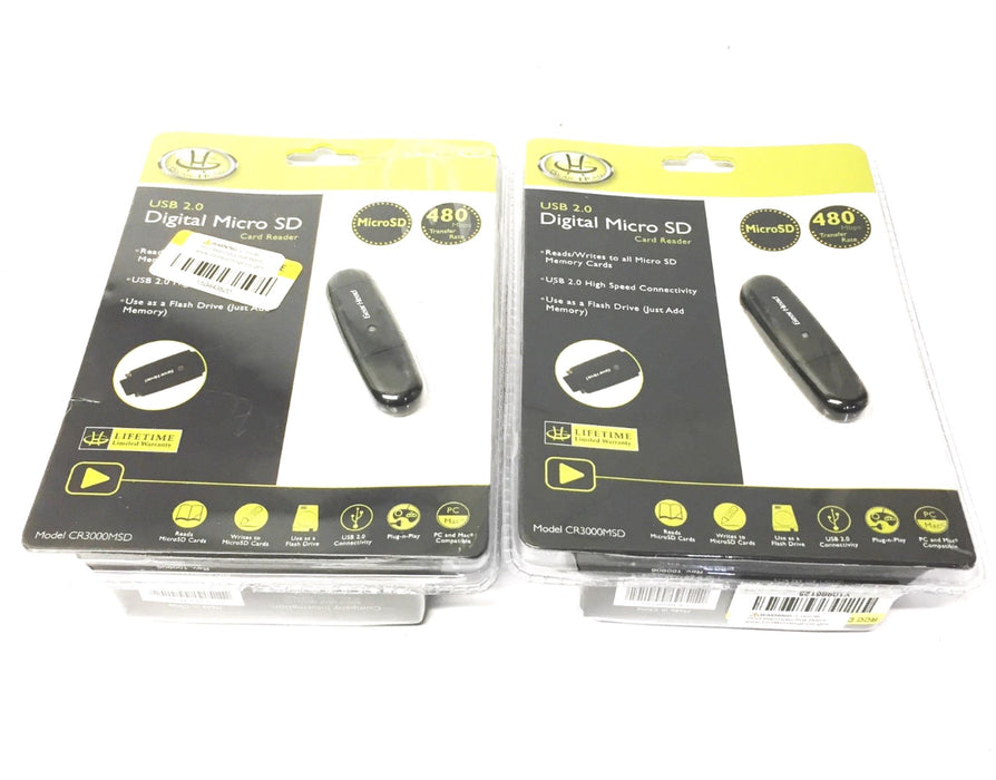 Gear Head Black Digital Micro SD Card Reader CR3000MSD [Lot of 2] NOS