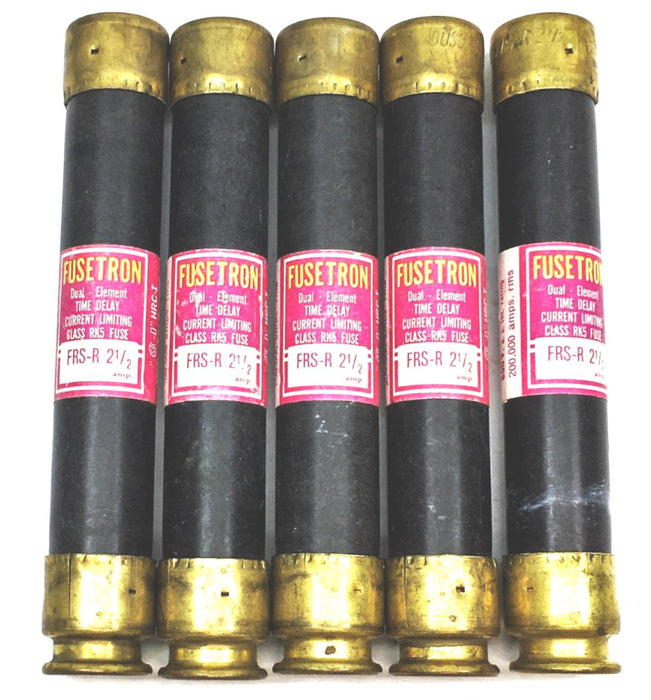 Fusetron Dual element Time Delay Fuse FRS-R-2-1/2 [Lot of 5] NOS