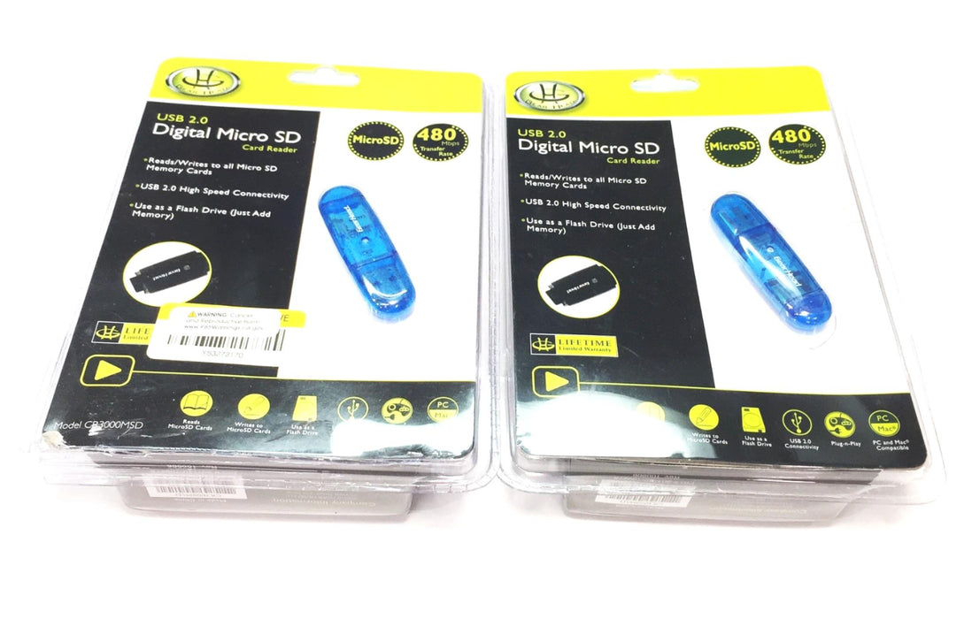 Gear Head Blue Digital Micro SD Card Reader CR3000MSD [Lot of 2] NOS