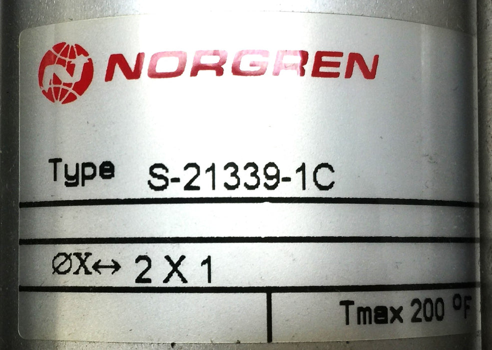 Norgren Pneumatic Cylinder with 2"Bore x 1" Stroke S-21339-1C NOS
