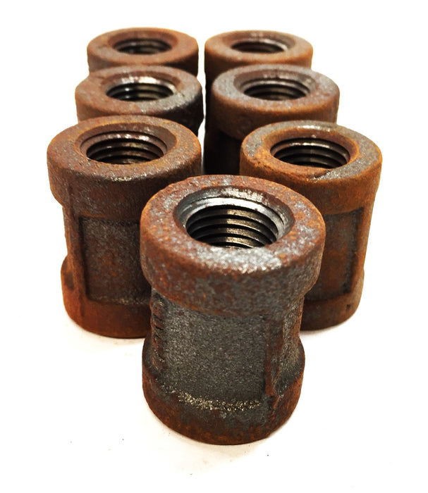 UNBRANDED 1/4" x 1/4" Black Iron Coupling [Lot of 7] NOS
