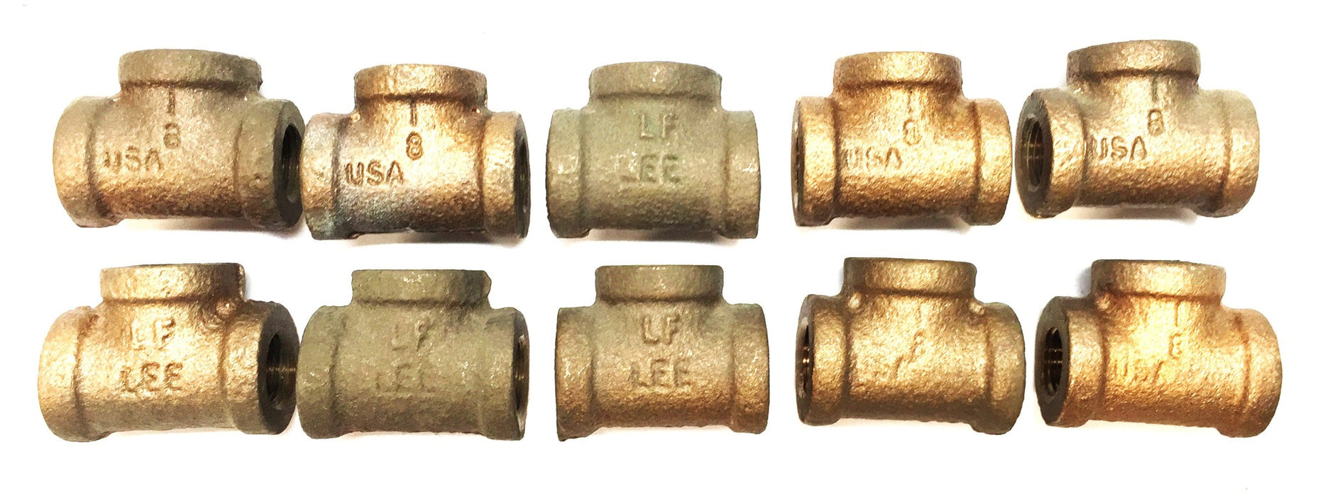 LEE 1/8" Brass Tee [Lot of 10] NOS