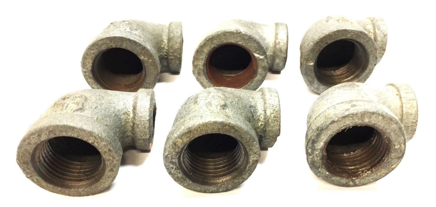UNBRANDED 1/2" x 1/4" Galvanized Reducing Elbow [Lot of 6] NOS