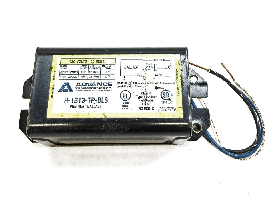 Advance Pre-Heat Ballast H-1B13-TP-BLS (H1B13TPBLS) NOS