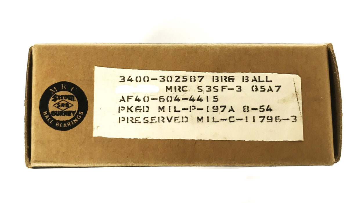 MRC Single Row Ball Bearing 3400-302587 (S3SF-3) NOS