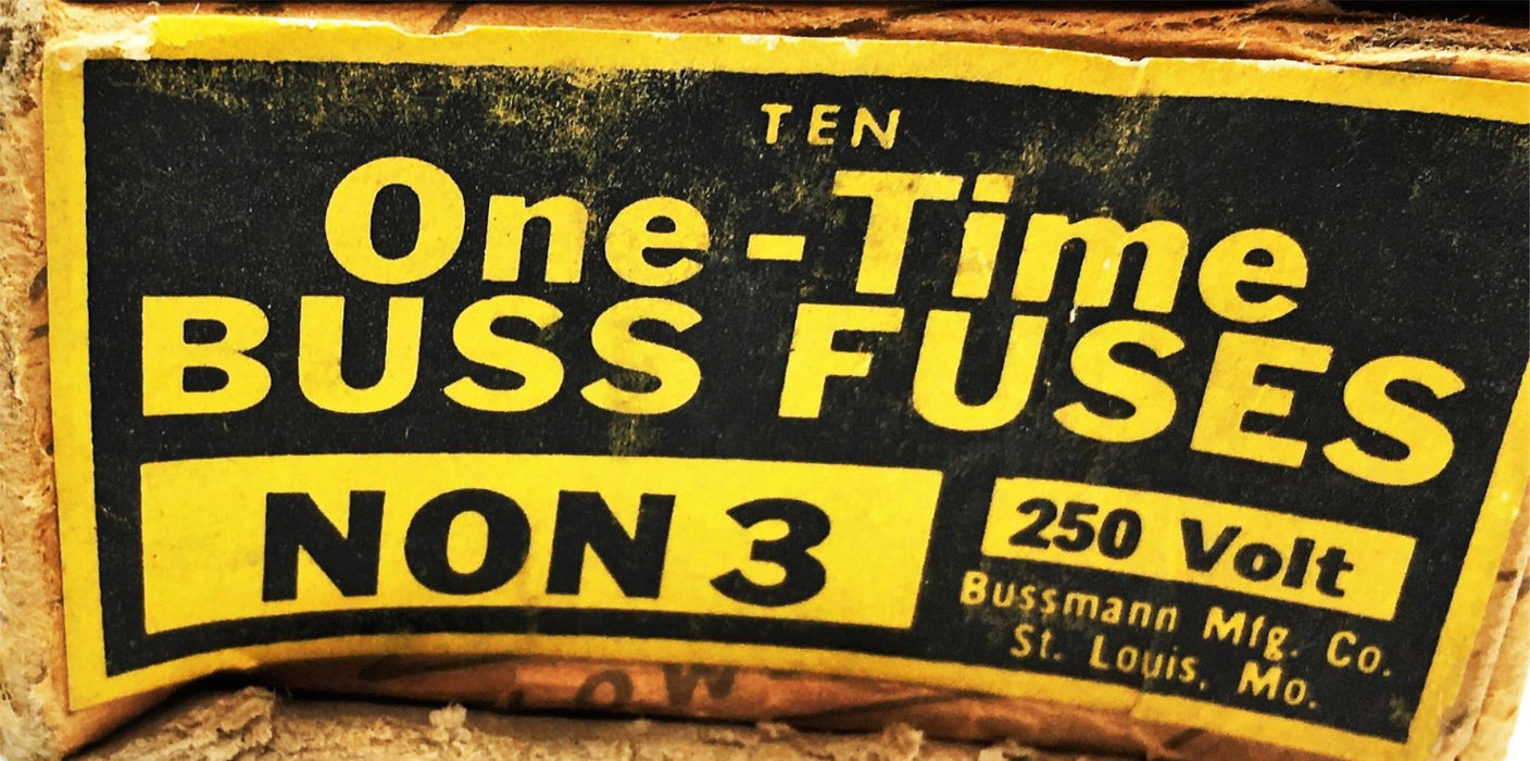 Bussman One Time 250V Fuse NON3 [Lot of 8] NOS