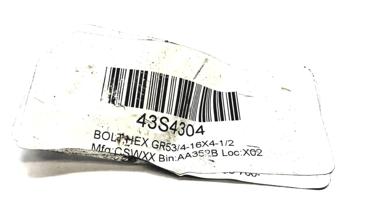 CSW GR5 3/4-16 X 4-1/2 Inch Hex Bolt 43S4304 [Lot of 3] NOS