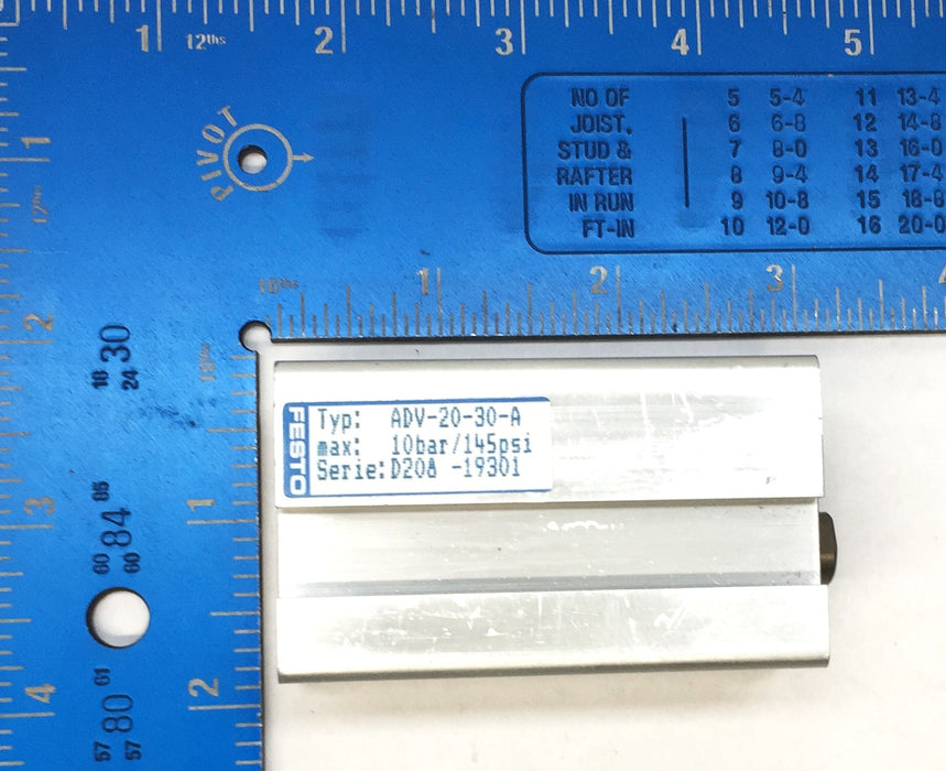 Festo Short Stroke Double Action Pneumatic Cylinder ADV-20-30-A (19301) NOS