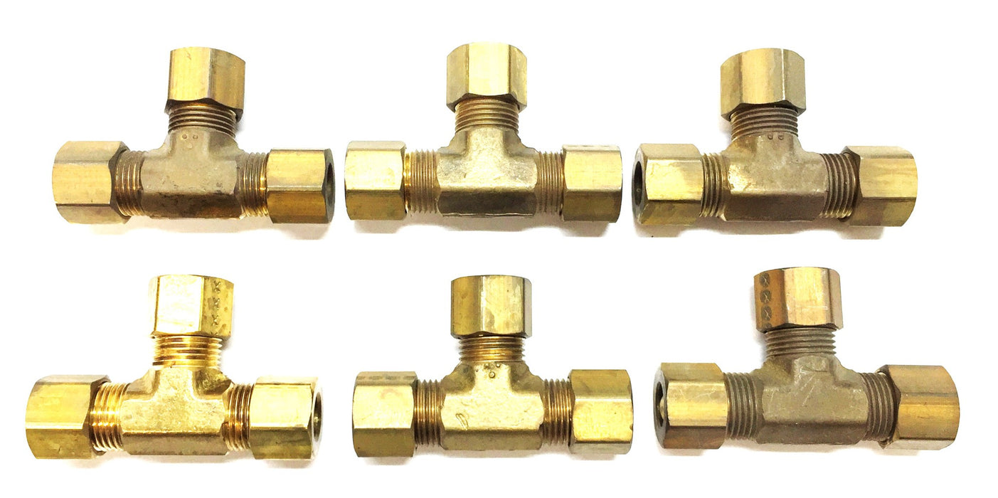 UNBRANDED 5/16" Brass Compression Tee [Lot of 6] NOS