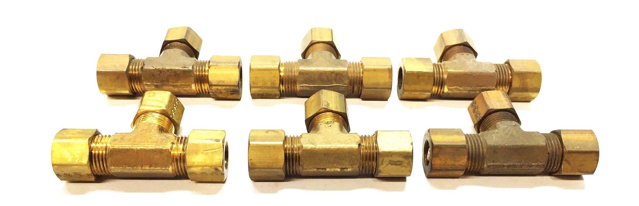 UNBRANDED 5/16" Brass Compression Tee [Lot of 6] NOS