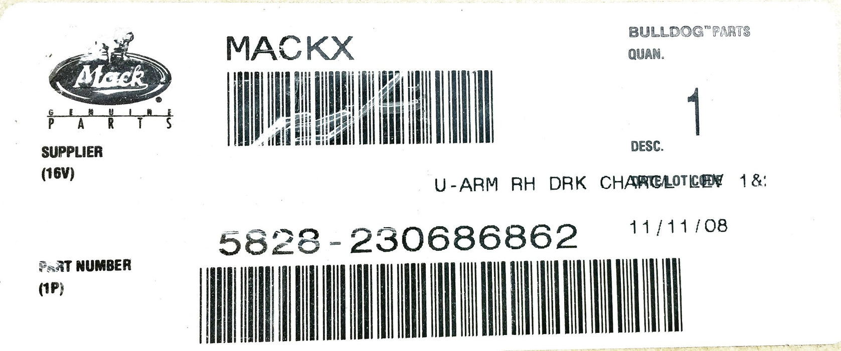 Mack/Volvo RH Dark Charcoal 5828-230686862 (5828230686862) NOS