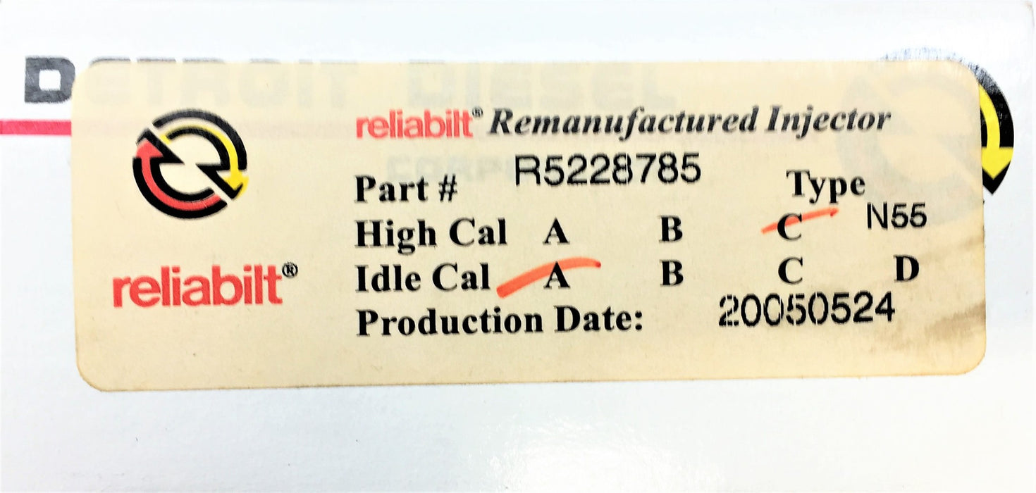 DETROIT DIESEL Fuel Injector (High Cal-C/Idle Cal-A) R5228785 REMANUFACTURED
