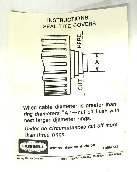 Hubbell Seal-Tite Insulprene Triple Seal Cover 6035 NOS