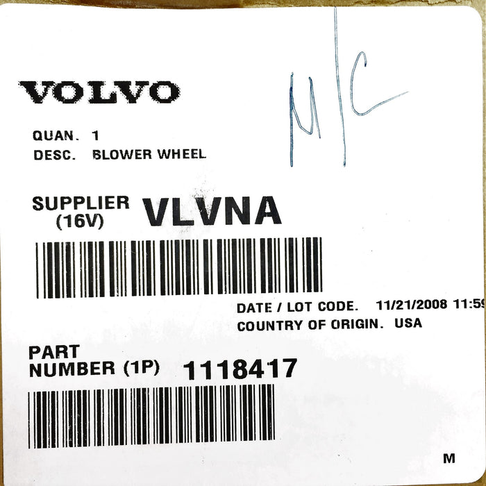 Volvo Blower Wheel 1118417 NOS