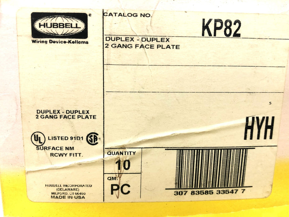 Hubbell PolyTrak Nonmetal 2 Gang Duplex Face Plate KP82 [Lot of 6] NOS
