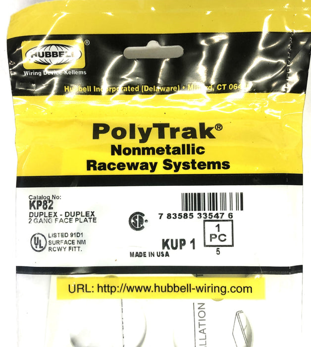 Hubbell PolyTrak Nonmetal 2 Gang Duplex Face Plate KP82 [Lot of 6] NOS