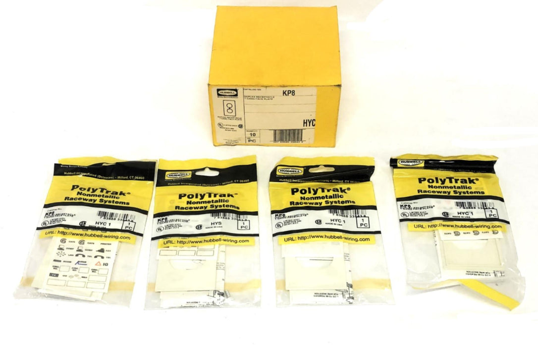 Hubbell PolyTrak Nonmetal 1 Gang Duplex Face Plate Receptacle KP8 [Lot of 4] NOS