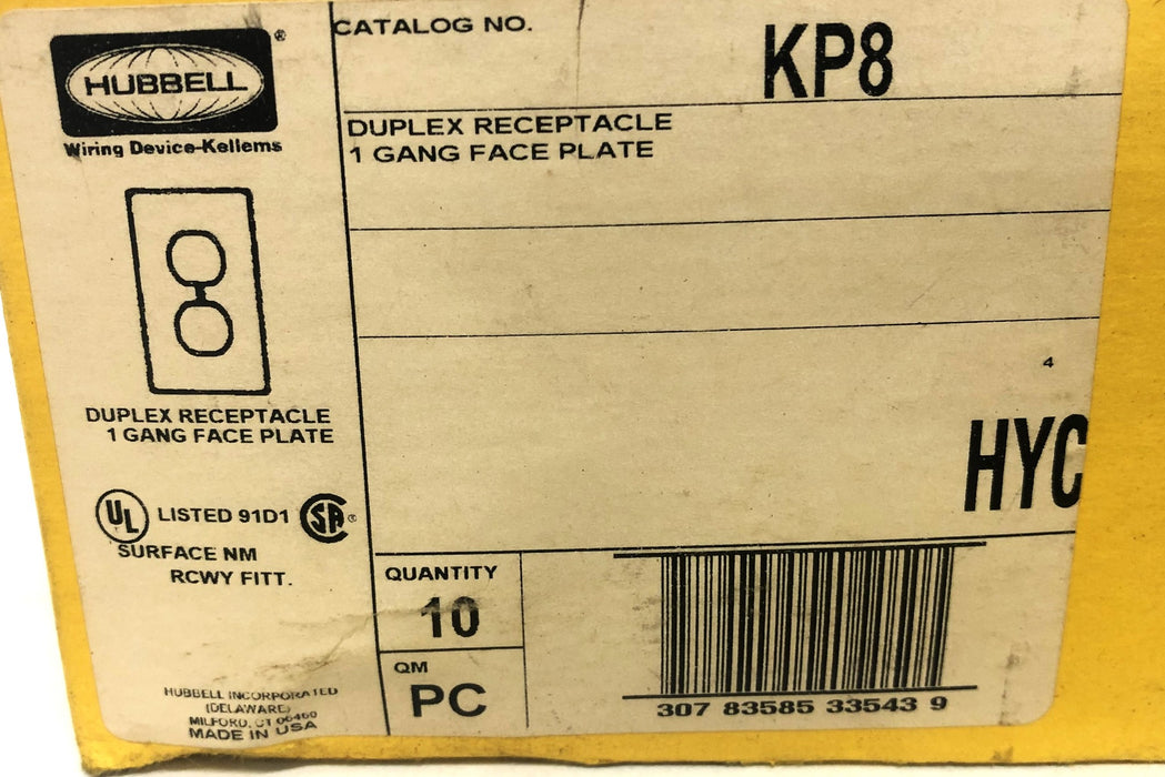 Hubbell PolyTrak Nonmetal 1 Gang Duplex Face Plate Receptacle KP8 [Lot of 4] NOS
