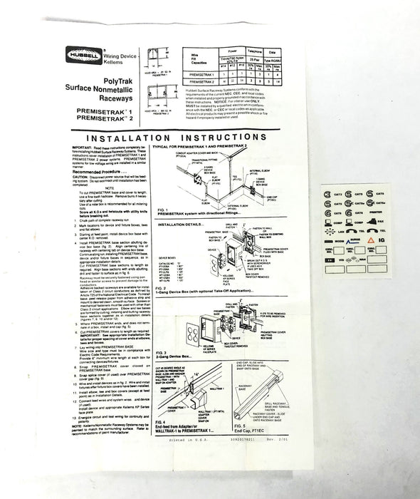 Hubbell PolyTrak Nonmetal 1 Gang Duplex Face Plate Receptacle KP8 [Lot of 4] NOS