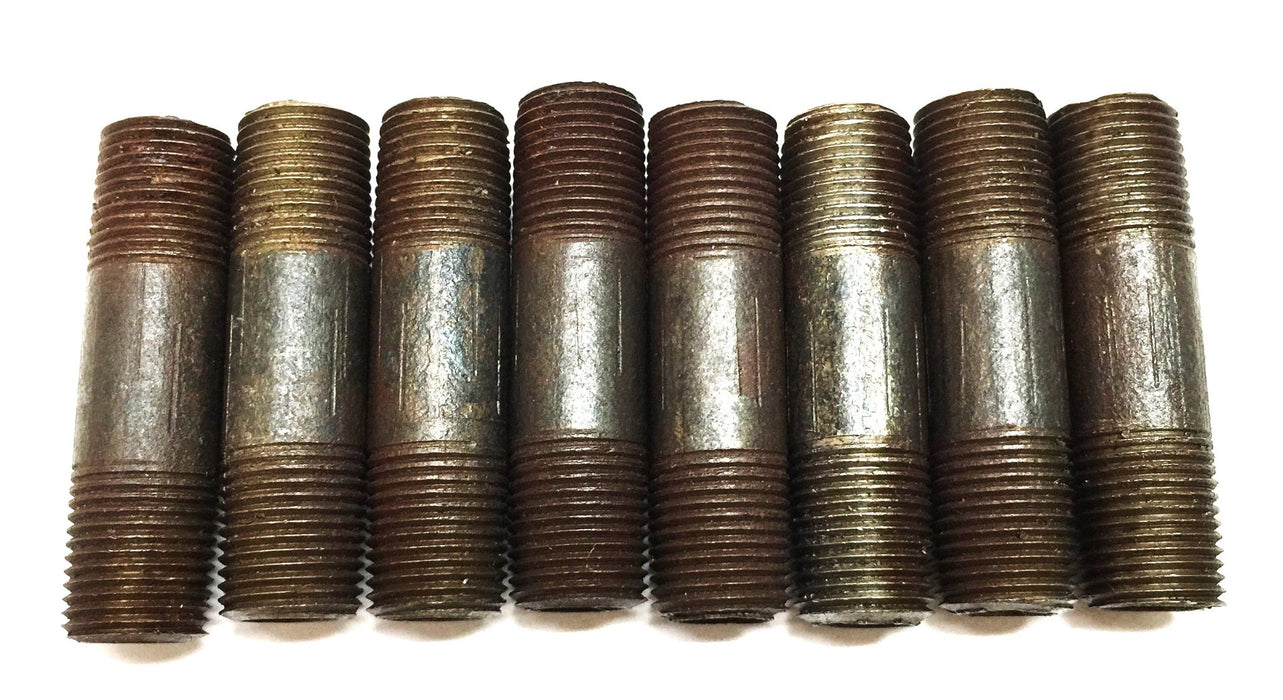 Unbranded 1/8" x 1-1/2" Black Iron Nipple [Lot of 8] NOS
