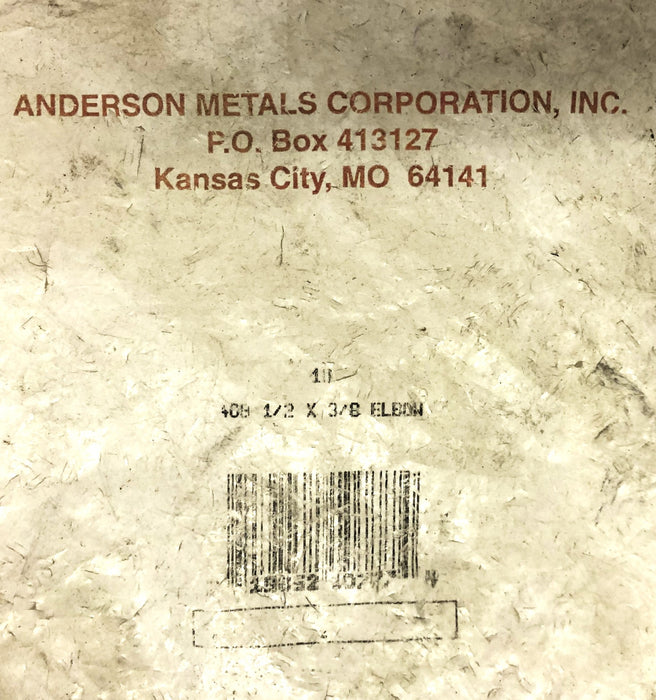 Anderson Metals 1/2X3/8 Inch Brass Elbow Fitting 408 [Lot of 9] NOS