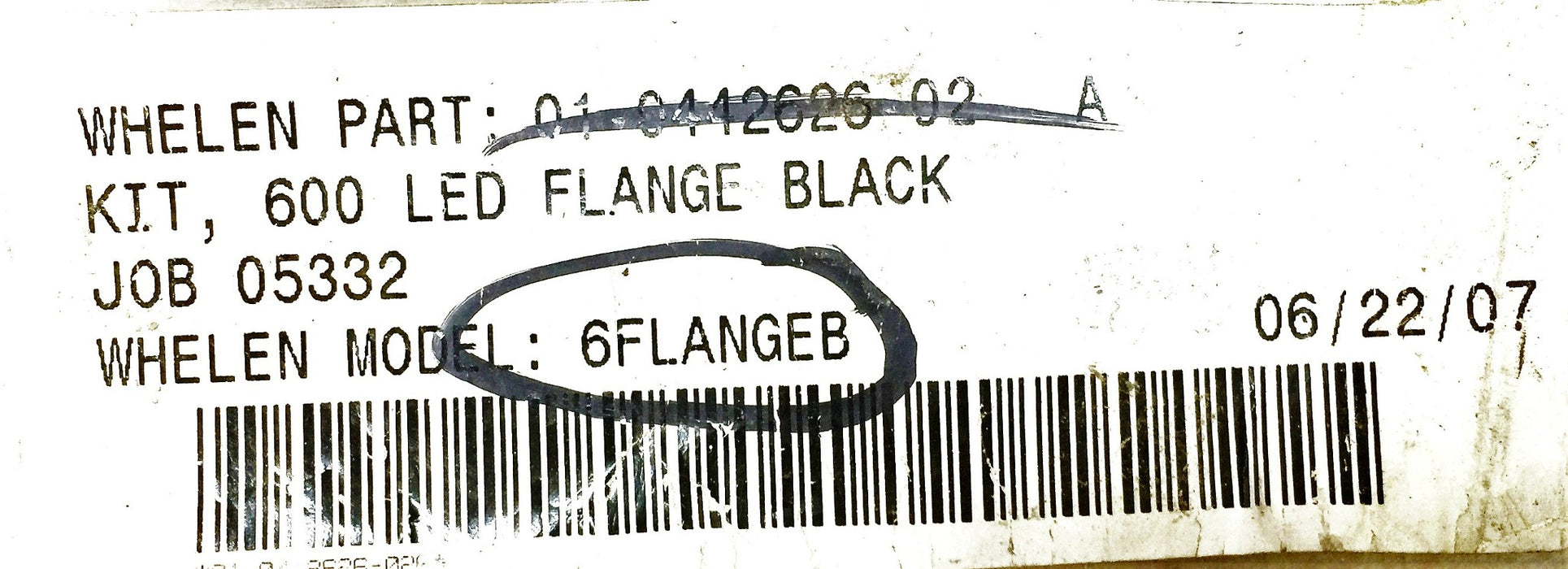 Whelen Black Led Flange w/Gasket 6FLANGEB (0442626) NOS