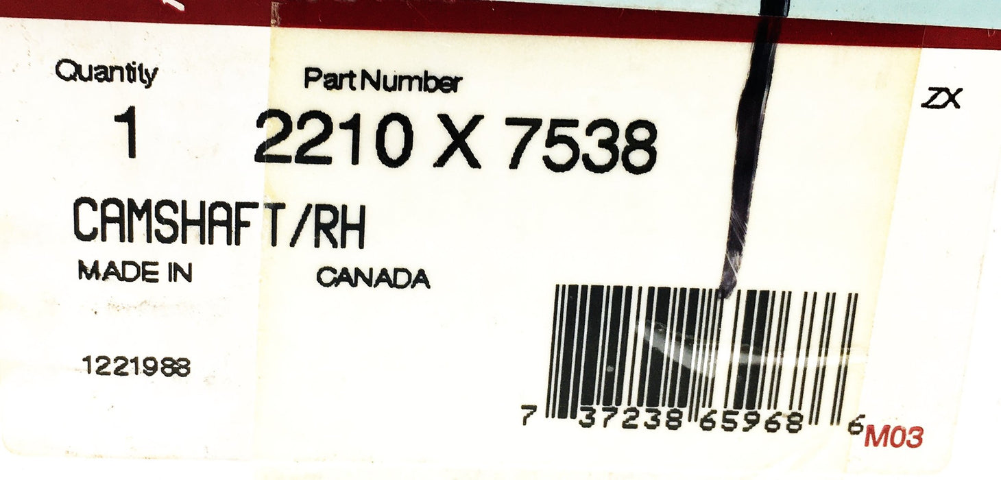 Meritor Right Hand Camshaft 2210-X-7538 NOS