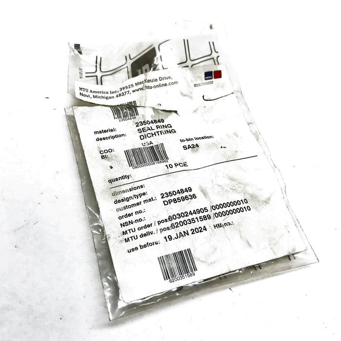 MTU O-Ring Seal 23504849 [Lot of 10] NOS